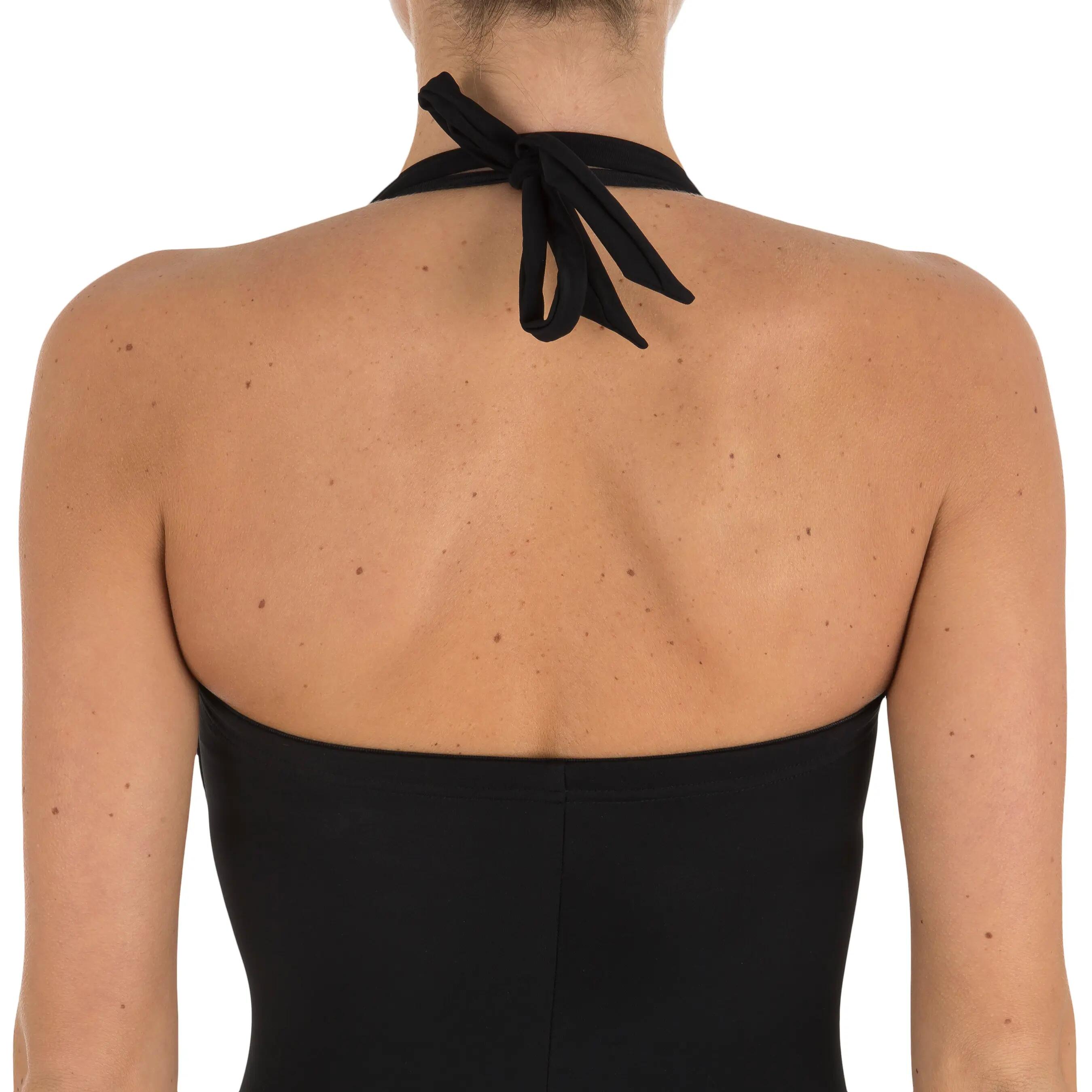 Coco Women's One-Piece Swimsuit with Padded Cups and Removable Neck Tie - Black 10/13