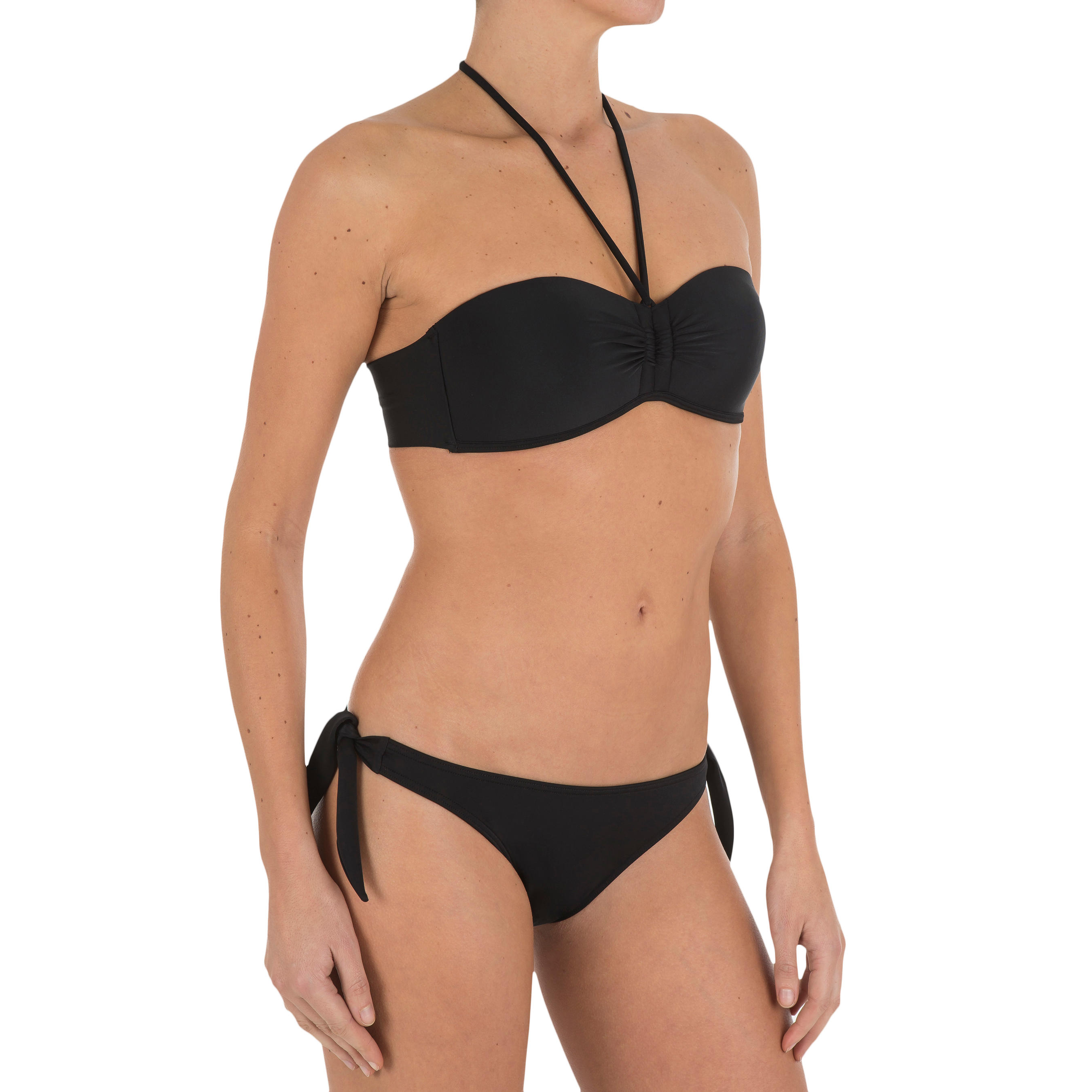 Laeti Women's Bandeau Swimsuit Top with Fixed Padded Cups - Black 5/9