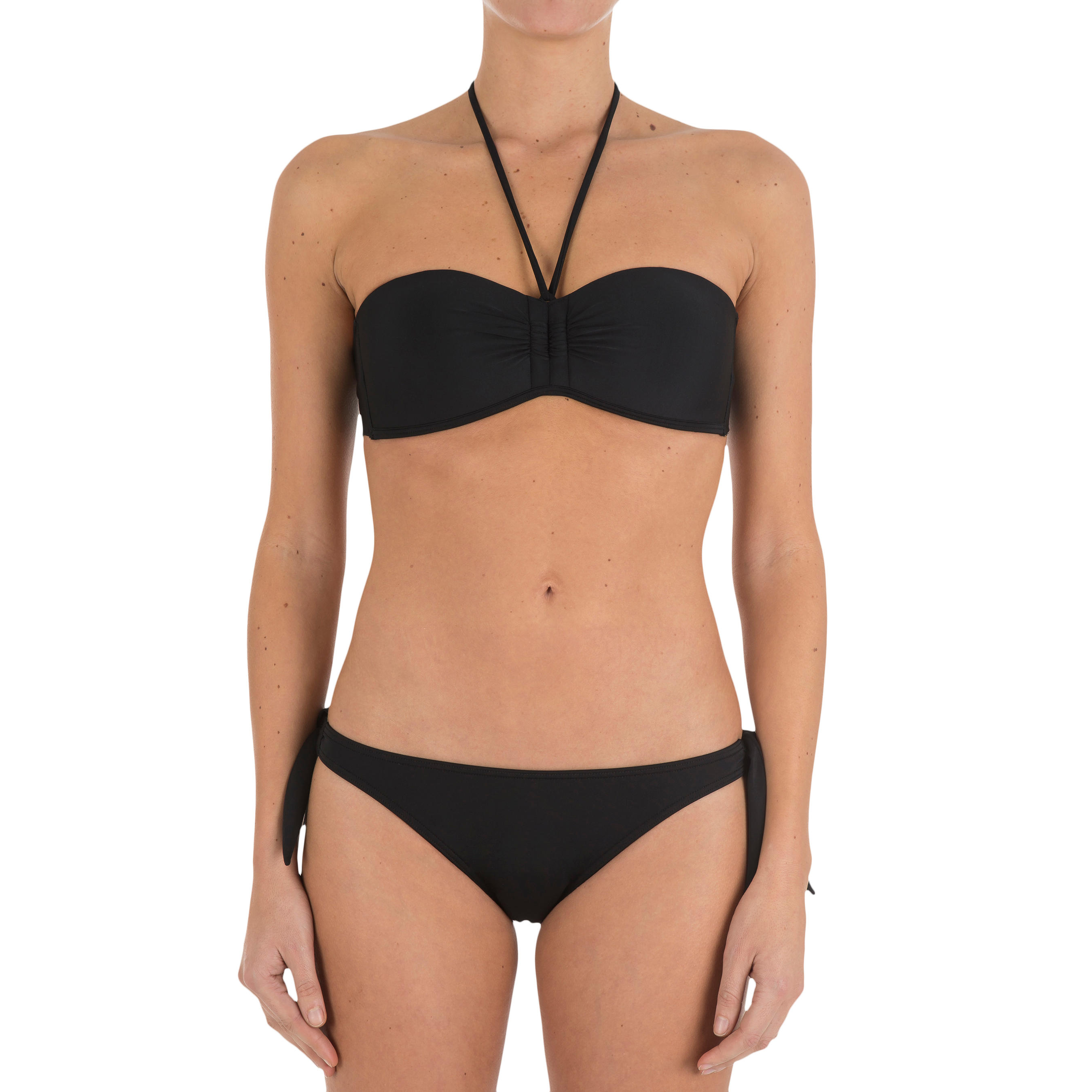 Laeti Women's Bandeau Swimsuit Top with Fixed Padded Cups - Black 8/9