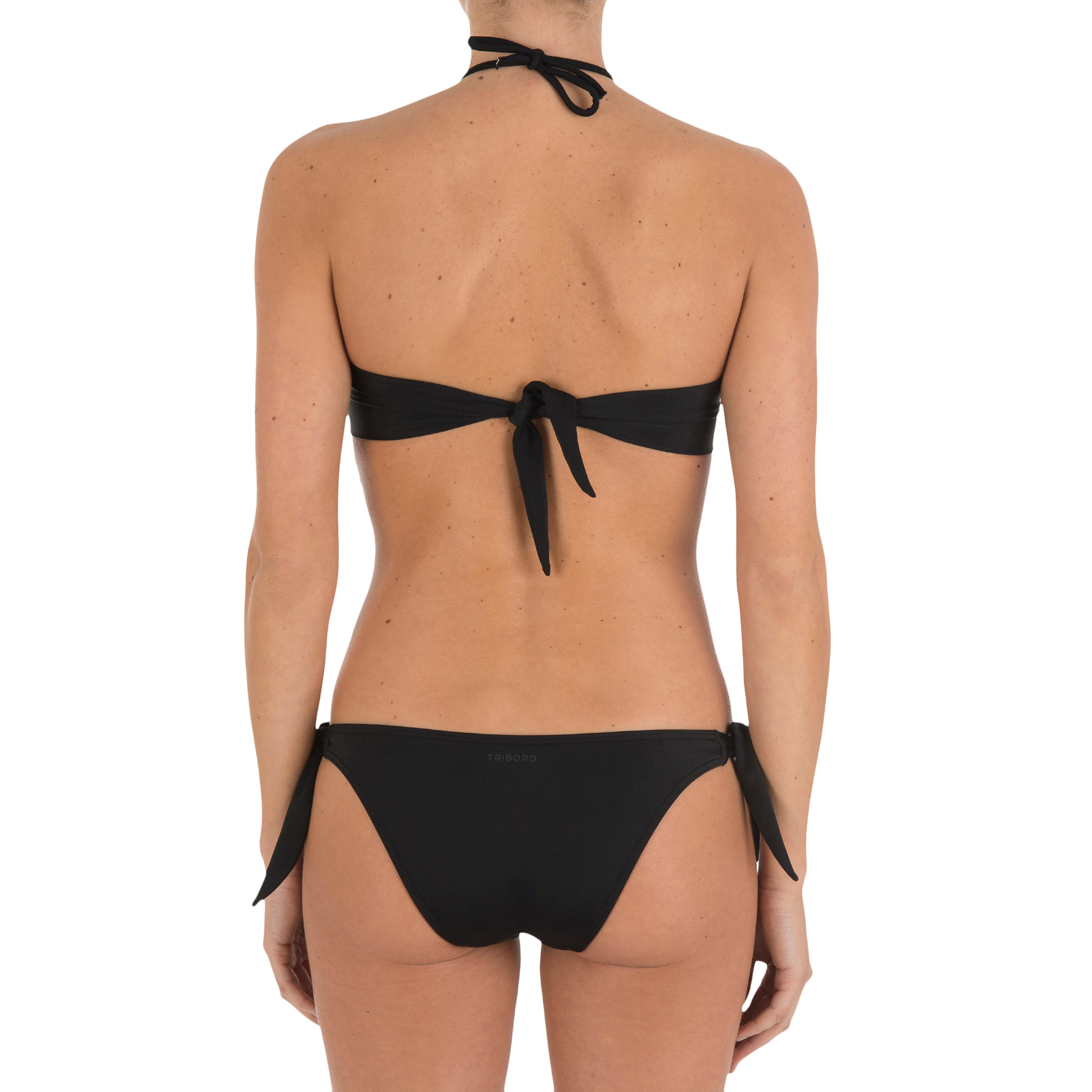 Laeti Women's Bandeau Swimsuit Top with Fixed Padded Cups - Black 7/9
