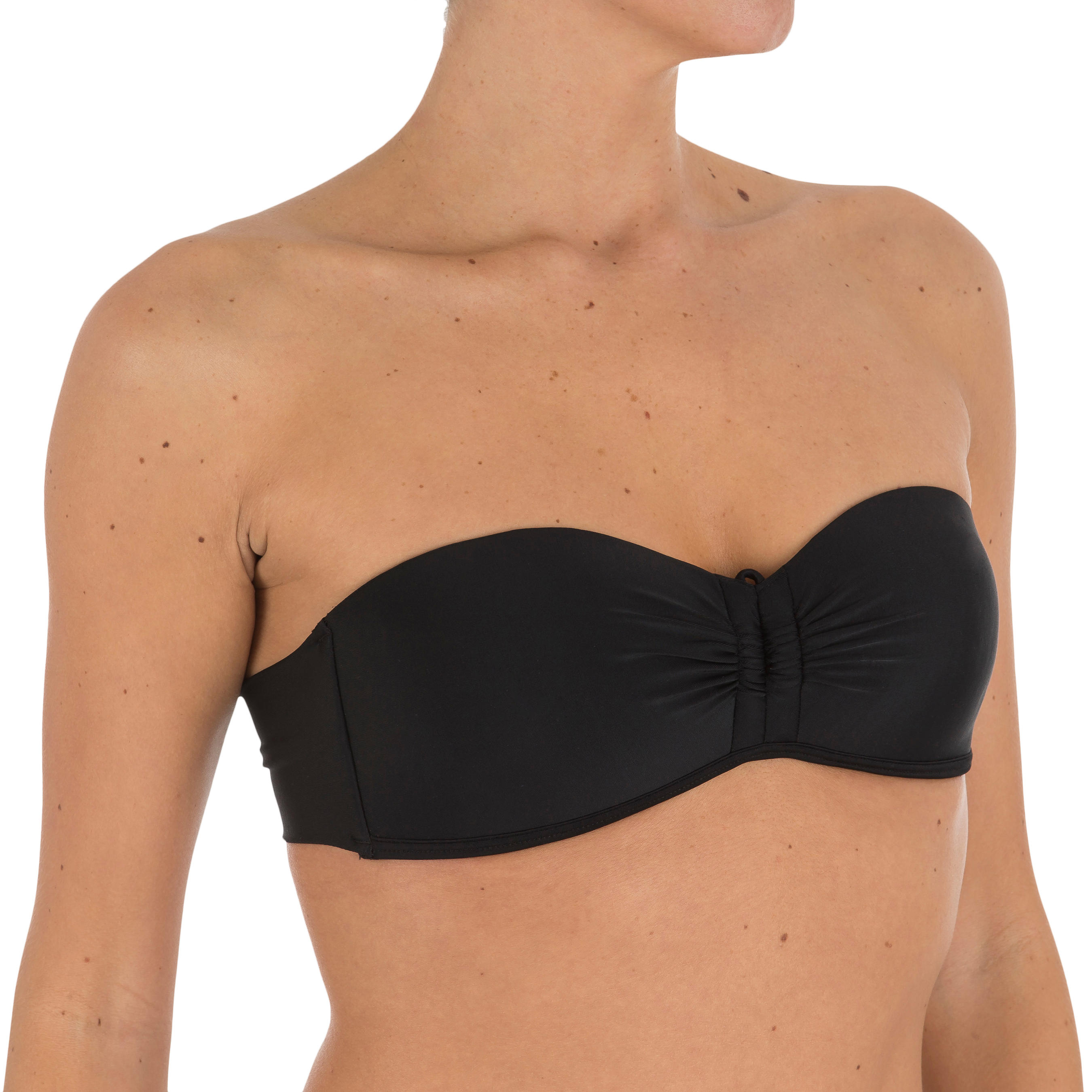 Laeti Women's Bandeau Swimsuit Top with Fixed Padded Cups - Black 3/9