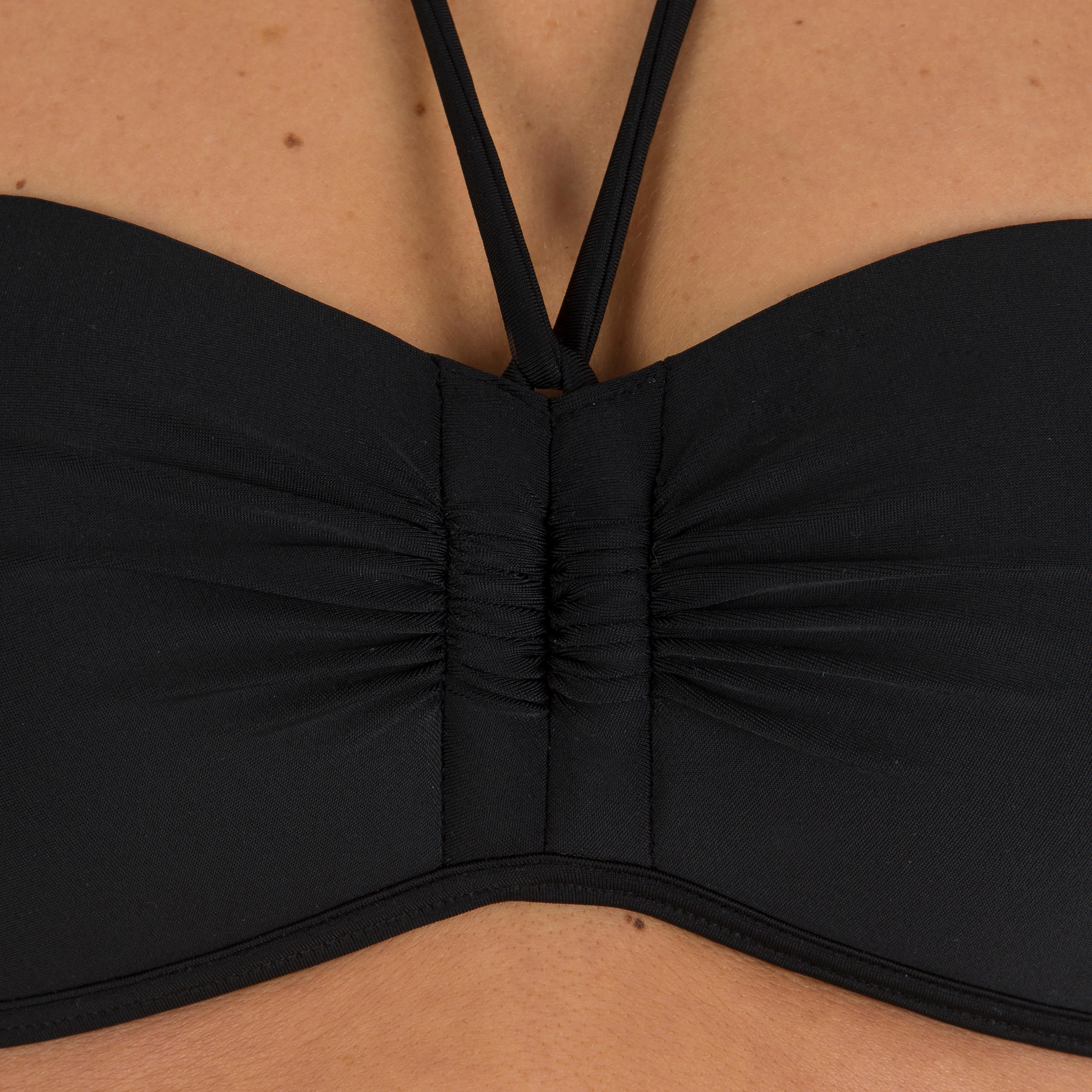 Laeti Women's Bandeau Swimsuit Top with Fixed Padded Cups - Black 9/9