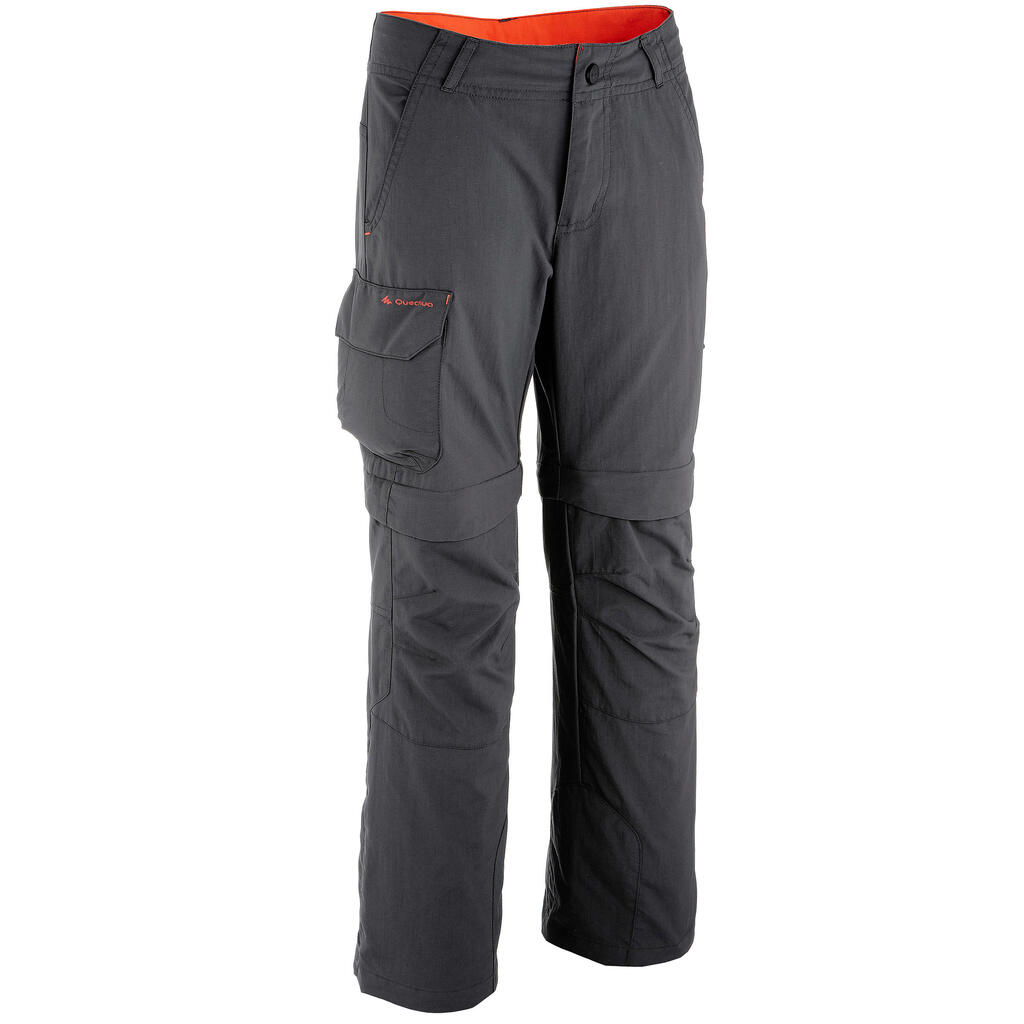 Kids’ Hiking modular trousers MH550 age 7-15 - dark brown