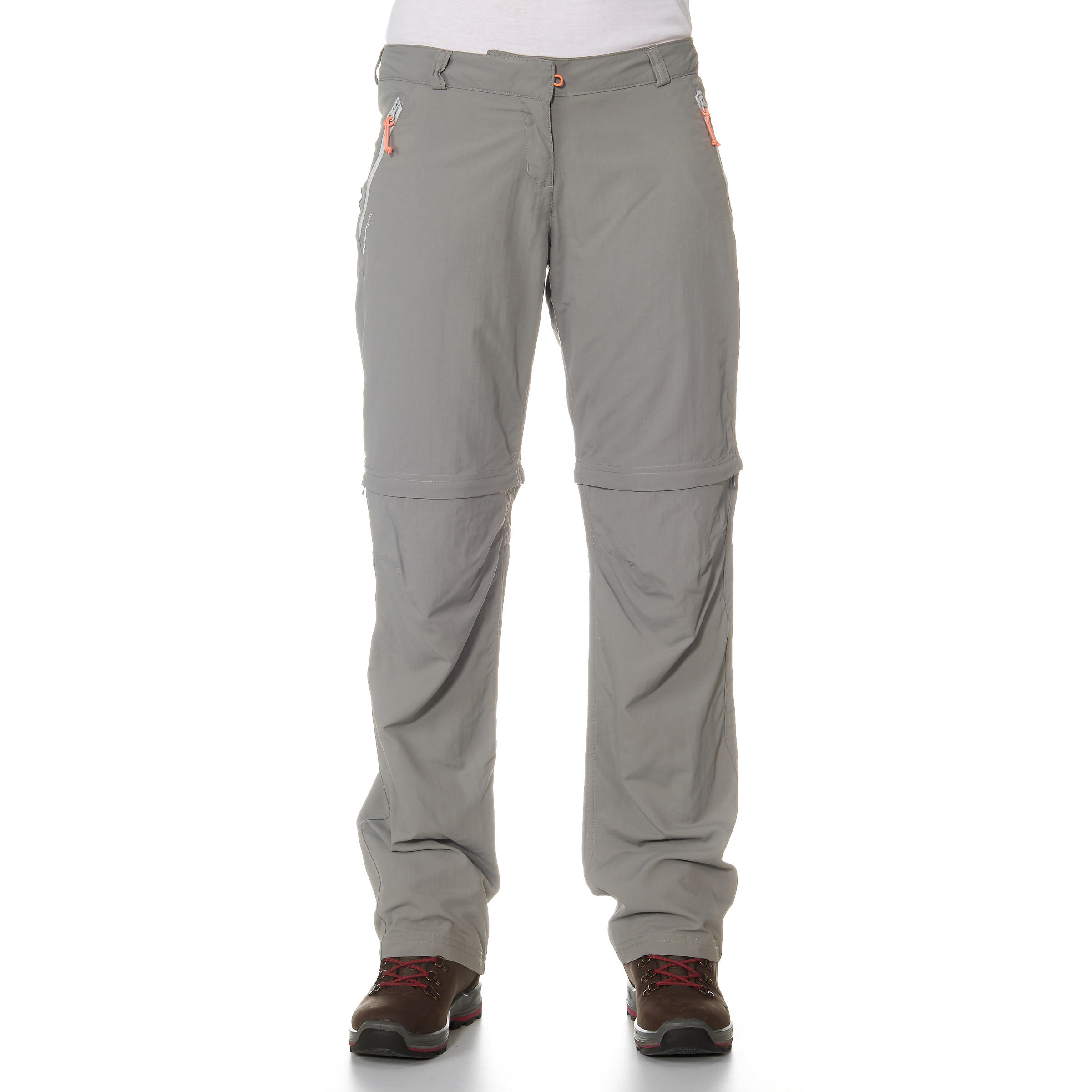 Women's Forclaz 100 modular grey trekking trousers 3/15