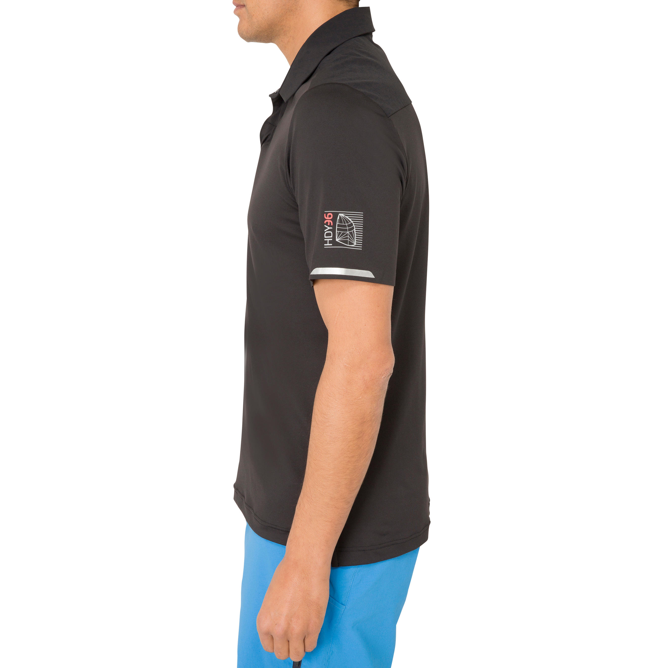 500 Men's sailing polo shirt black 5/9