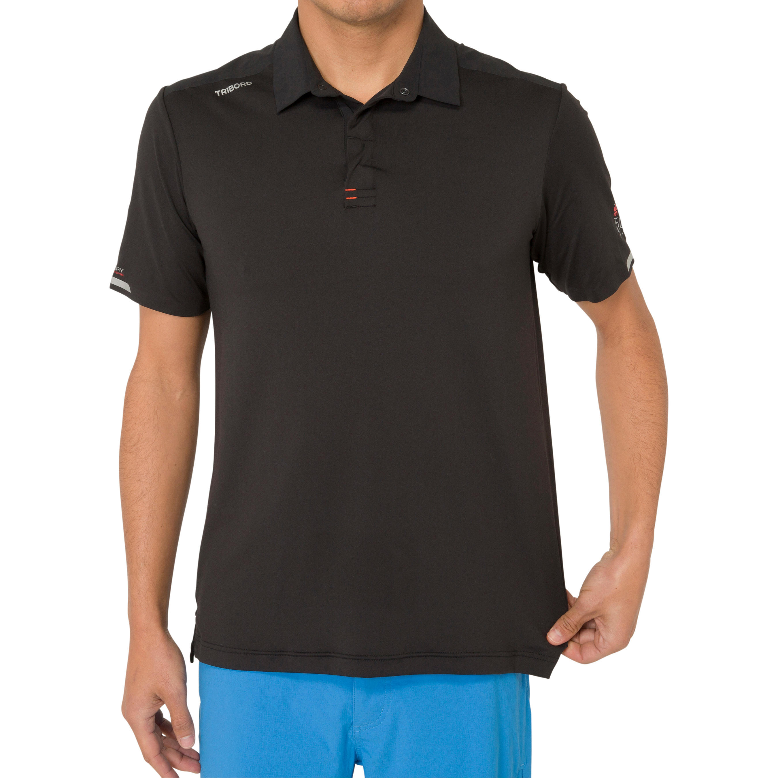 500 Men's sailing polo shirt black 6/9