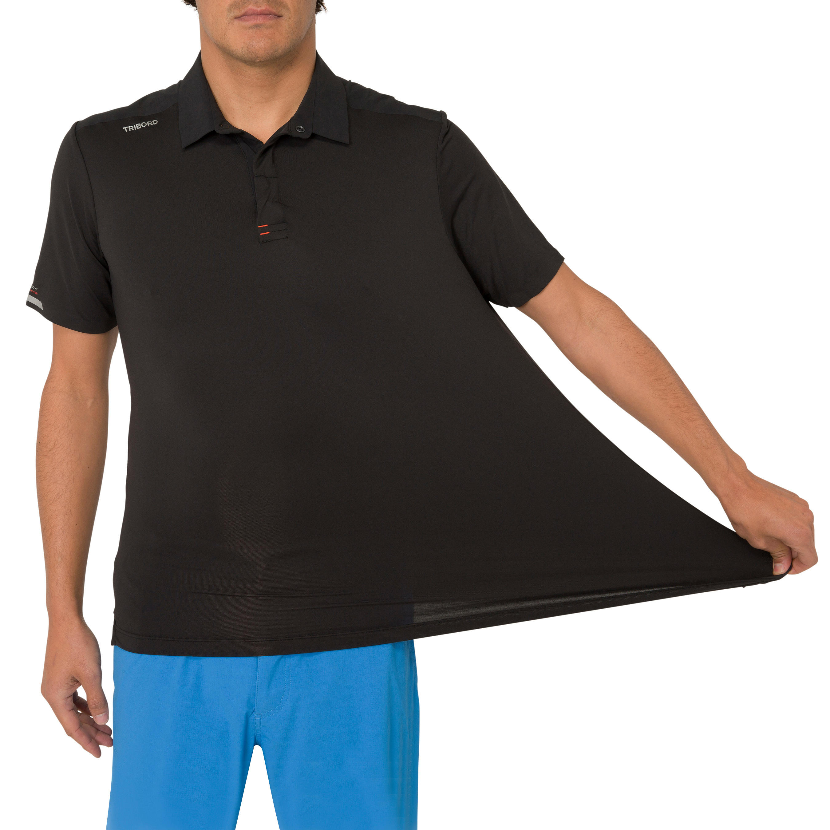 500 Men's sailing polo shirt black 7/9