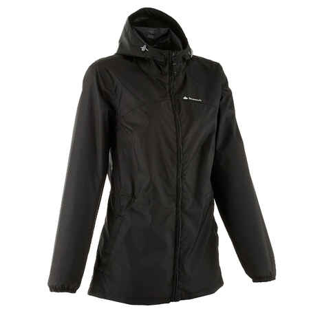 Chaqueta Impermeable excursión naturaleza mujer Raincut Cierre negra