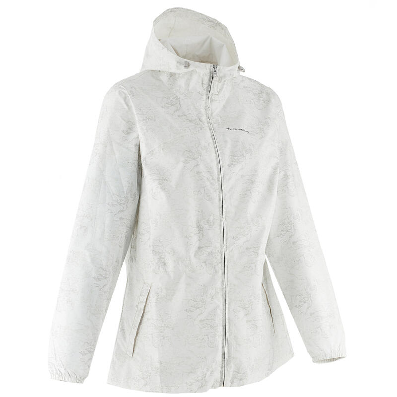 Geacă hidrofobă anti-vânt drumeție în natură Raincut Full Zip Verde Damă