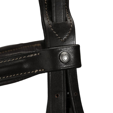 Horse & Pony Leather Bridle With French Noseband & Reins Edinburgh 500 - Black