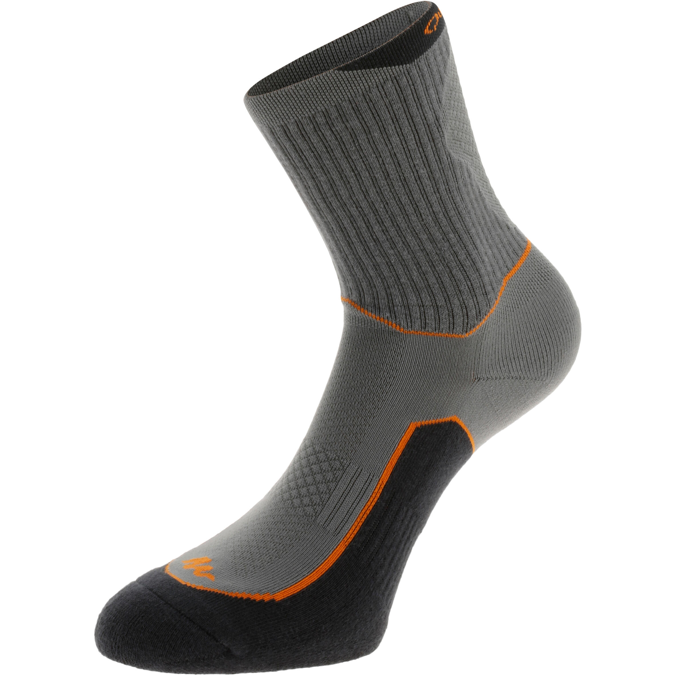 Arpenaz 100 Adult High Top Nature Hiking Socks 2 pairs - Grey 4/8