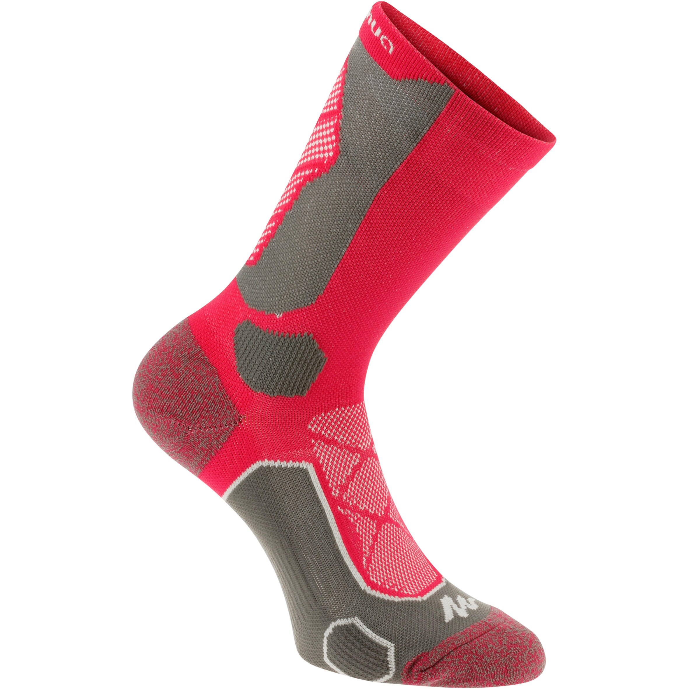 

High Cut Mountain Hiking Socks. Forclaz 500 2 Pairs - Pink/Grey, Grey/pink