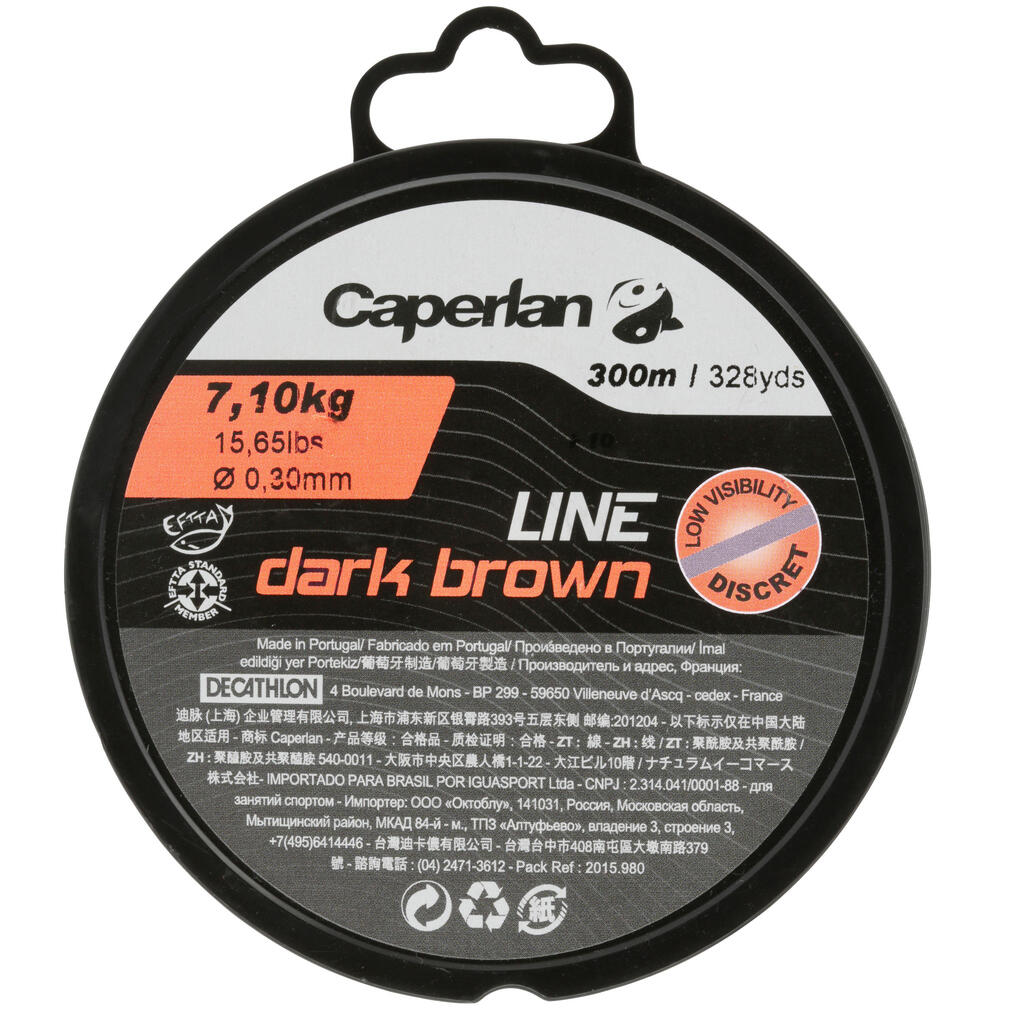 РИБОЛОВНО ВЛАКНО ЗА ШАРАНИ LINE DARK BROWN 300 м, тъмнокафяво