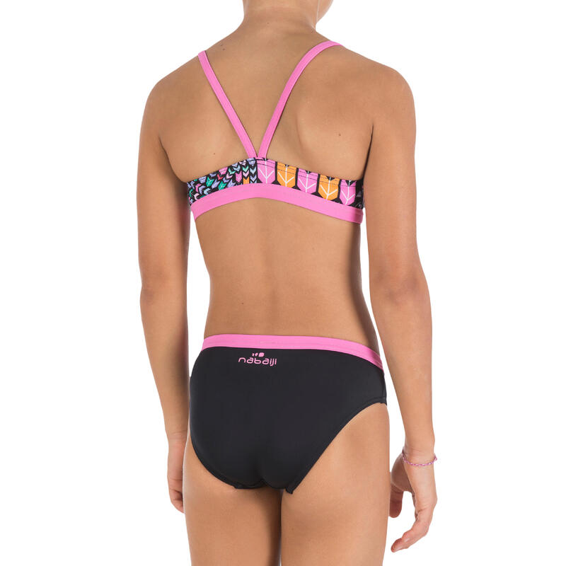 Maillot de bain de natation fille 2 pièces Riana All Flech Noir