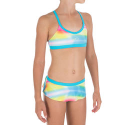 Maillot de bain de natation fille deux pièces jupette Riana skirt all dye rose