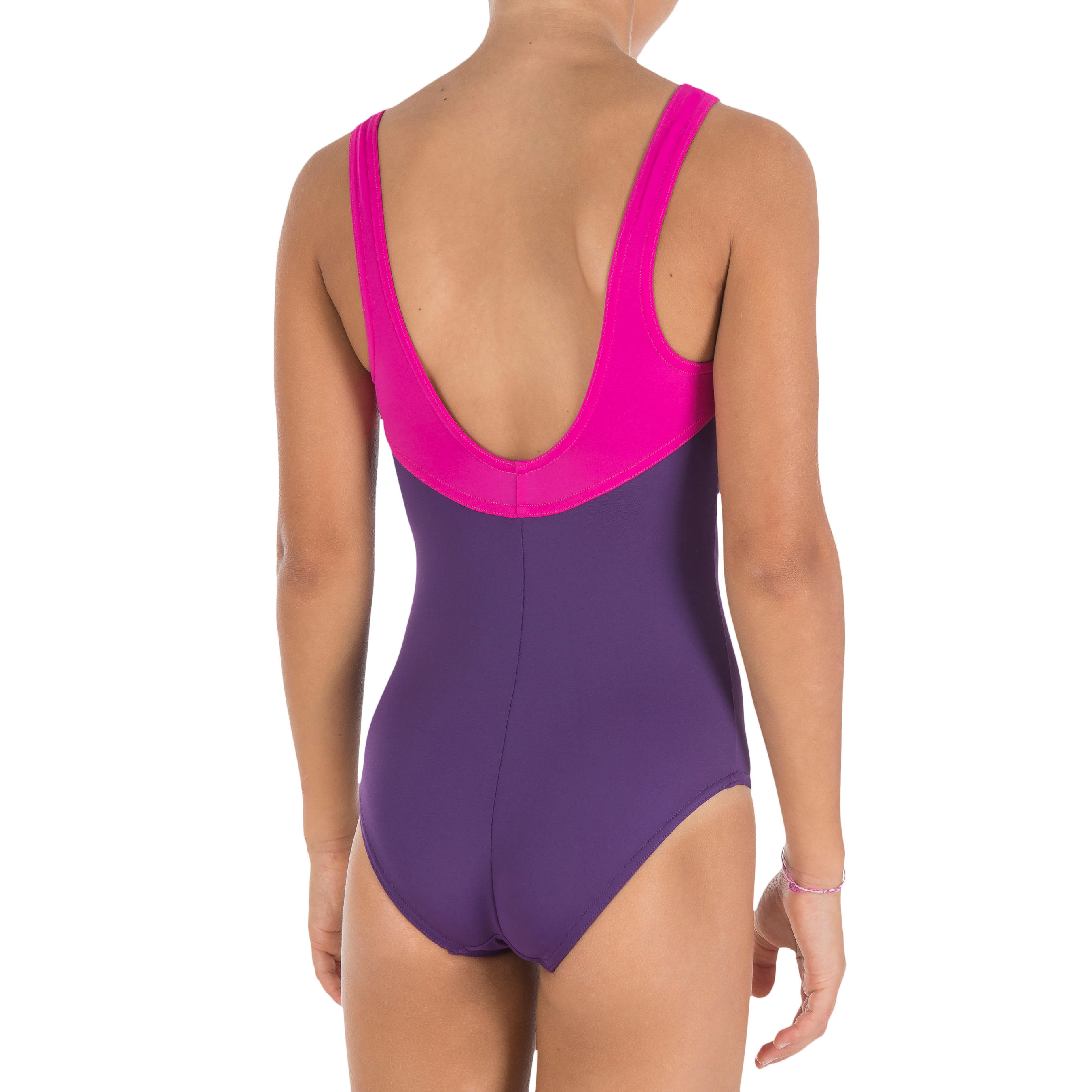 Loran Girls’ One-Piece Swimsuit - Purple Pink 3/7