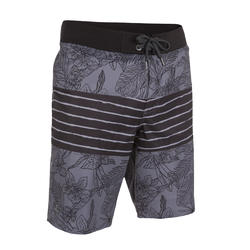 Short de bain long homme Guethary Leafline gris