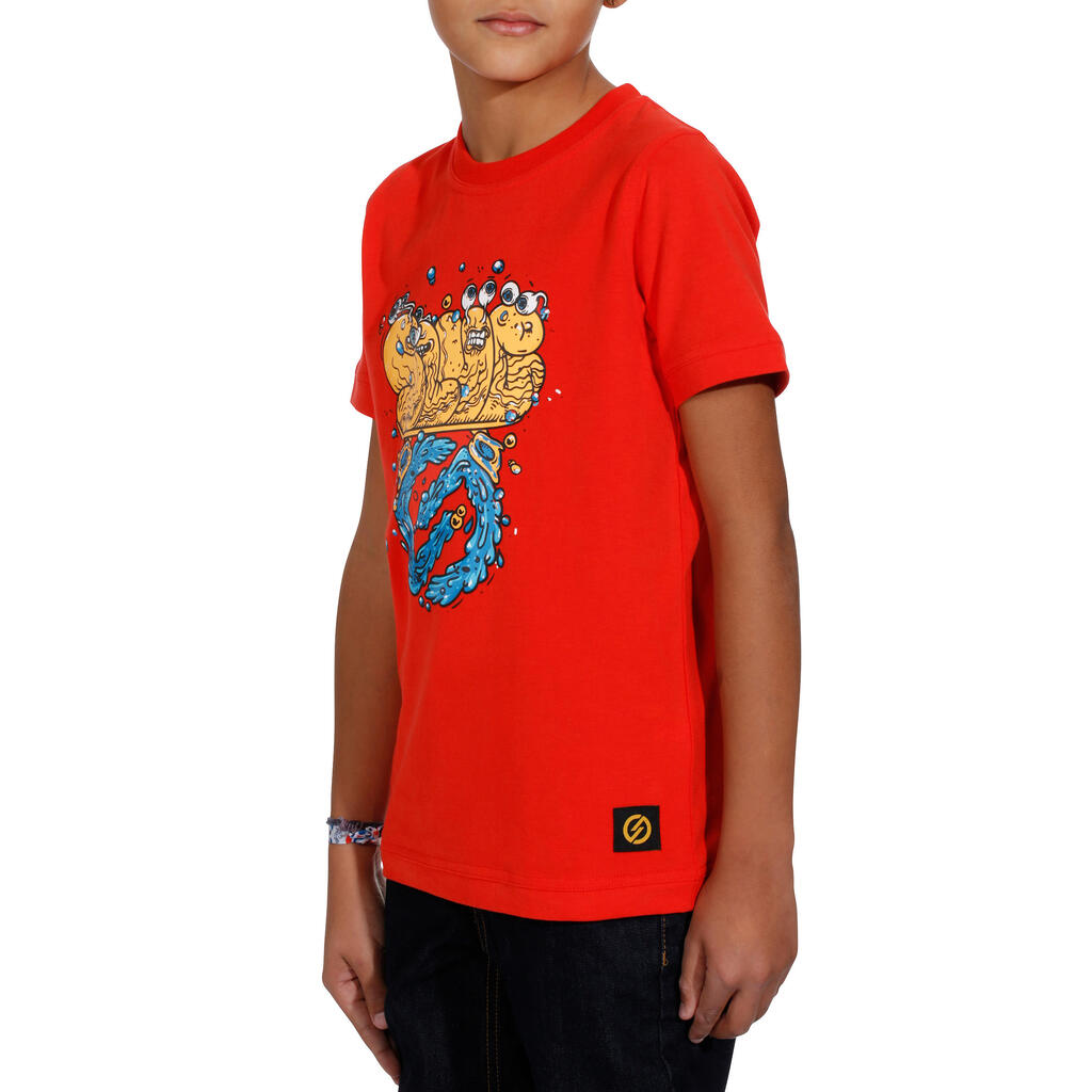 Detské tričko Play Slug na skateboard s krátkymi rukávmi červené