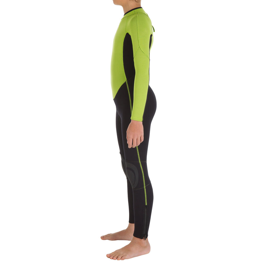 100 Children's 2/2 mm Neoprene Surfing Wetsuit - Green