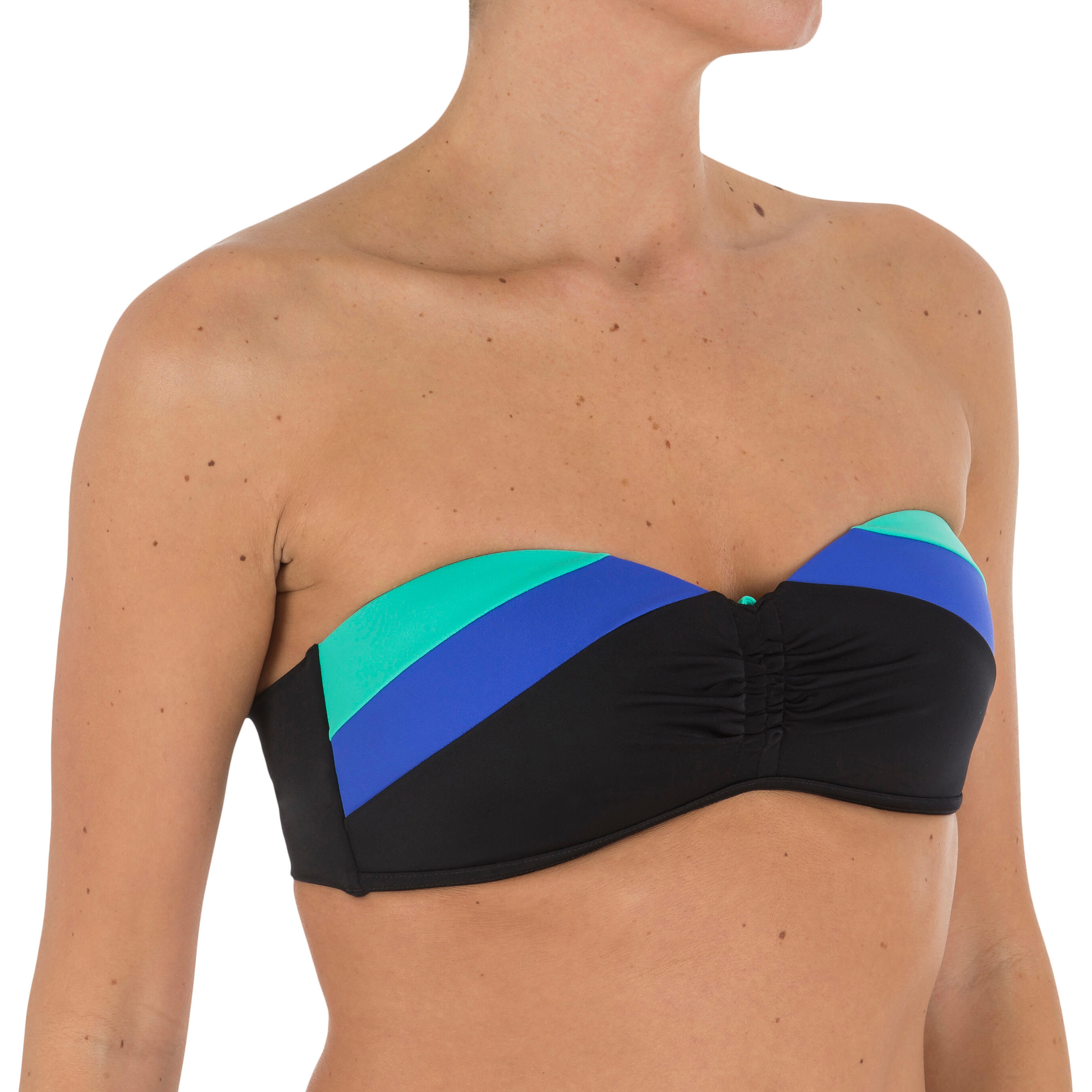 Laeti Colour Block Women's Bandeau Swimsuit With Fixed Padded Cups 2/13