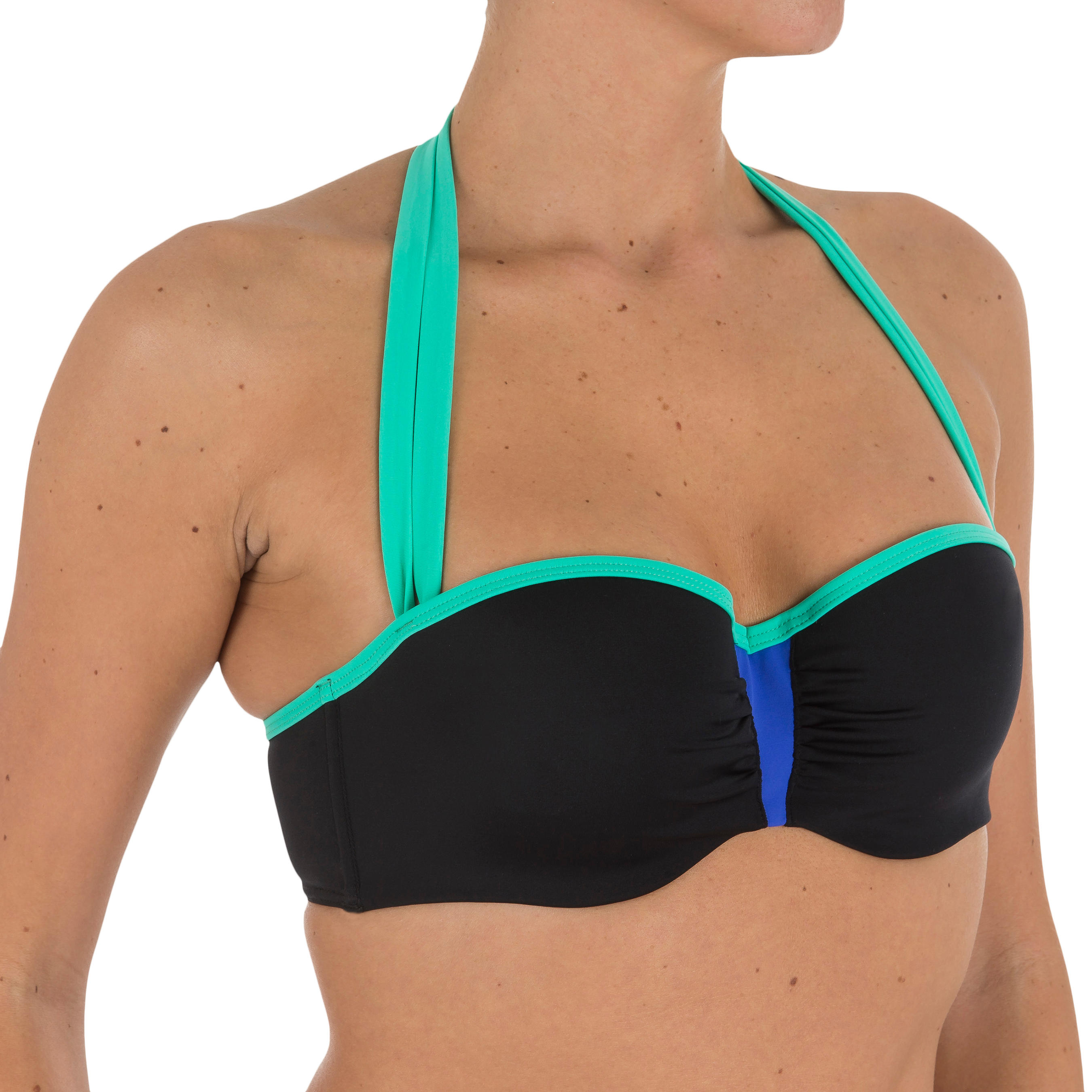 TRIBORD Lea Colour Block Women'S Underwired Bandeau Swimsuit Top With Removable Neck Tie