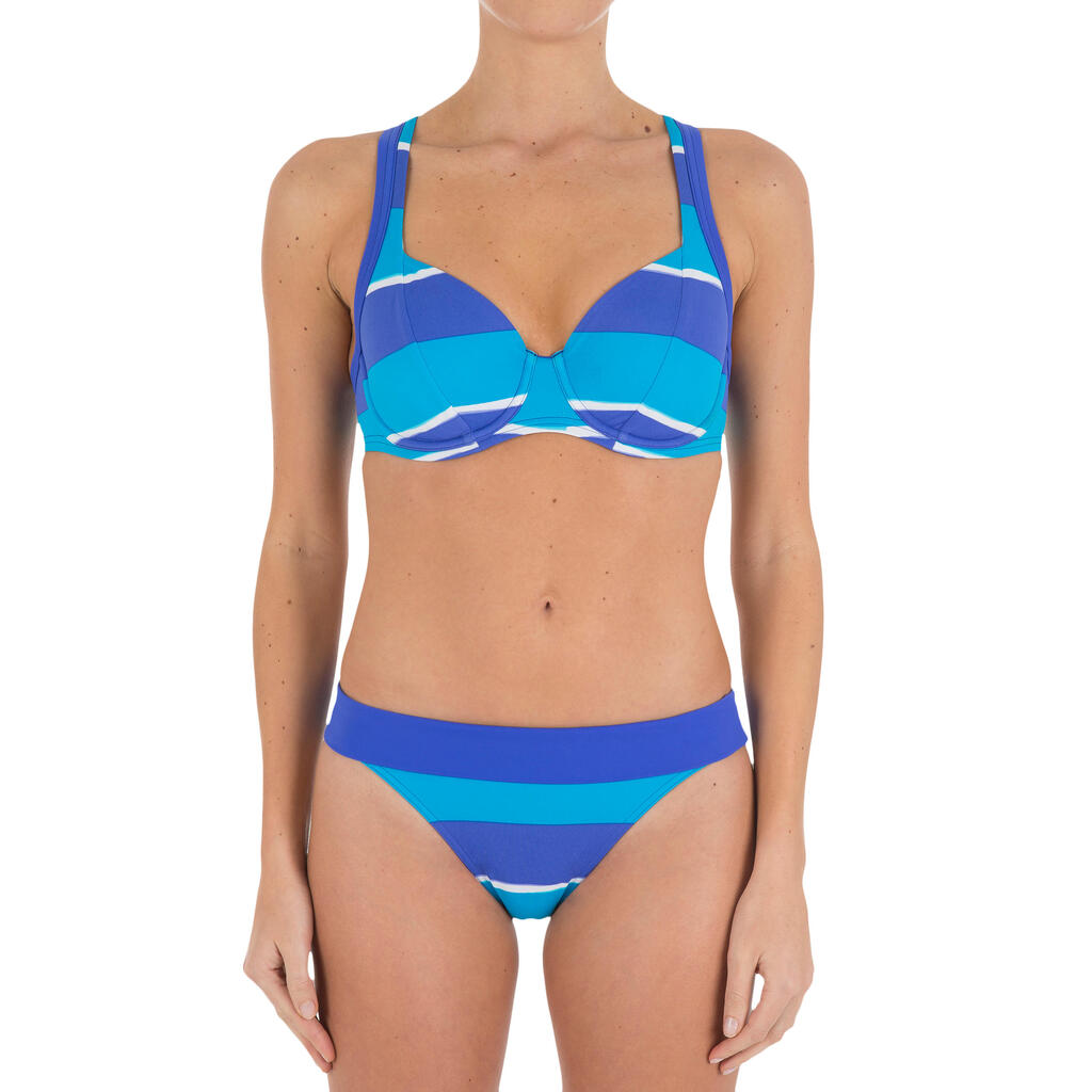 Bas de maillot de bain femme culotte NAO MOANA vert taille haute avec revers