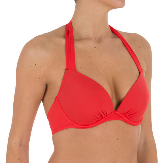 Haut de maillot de bain femme push up ELENA ROUGE sur basque , avec armatures