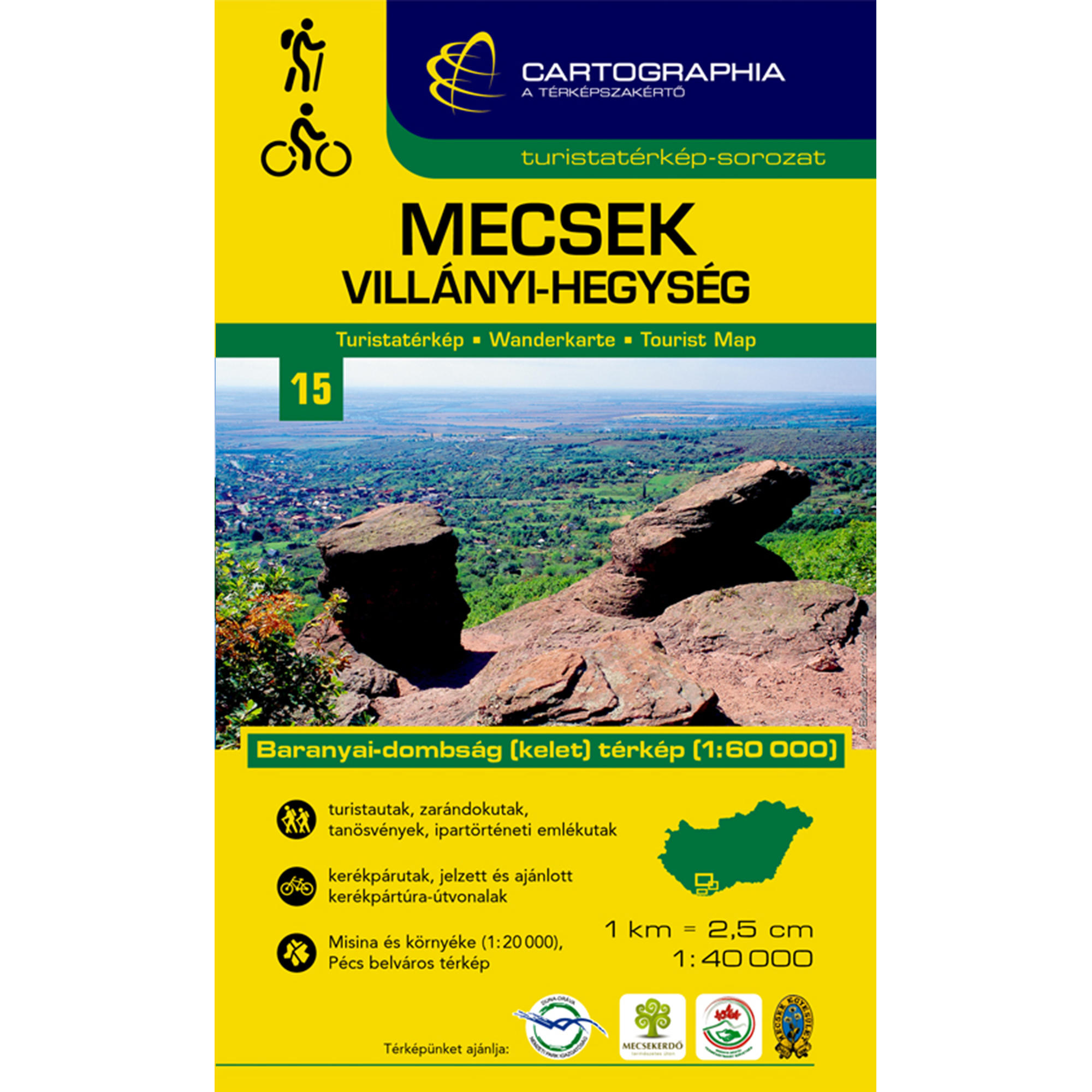 Mecsek, Villányi-hegység turistatérkép Cartographia akciós termékkép 1