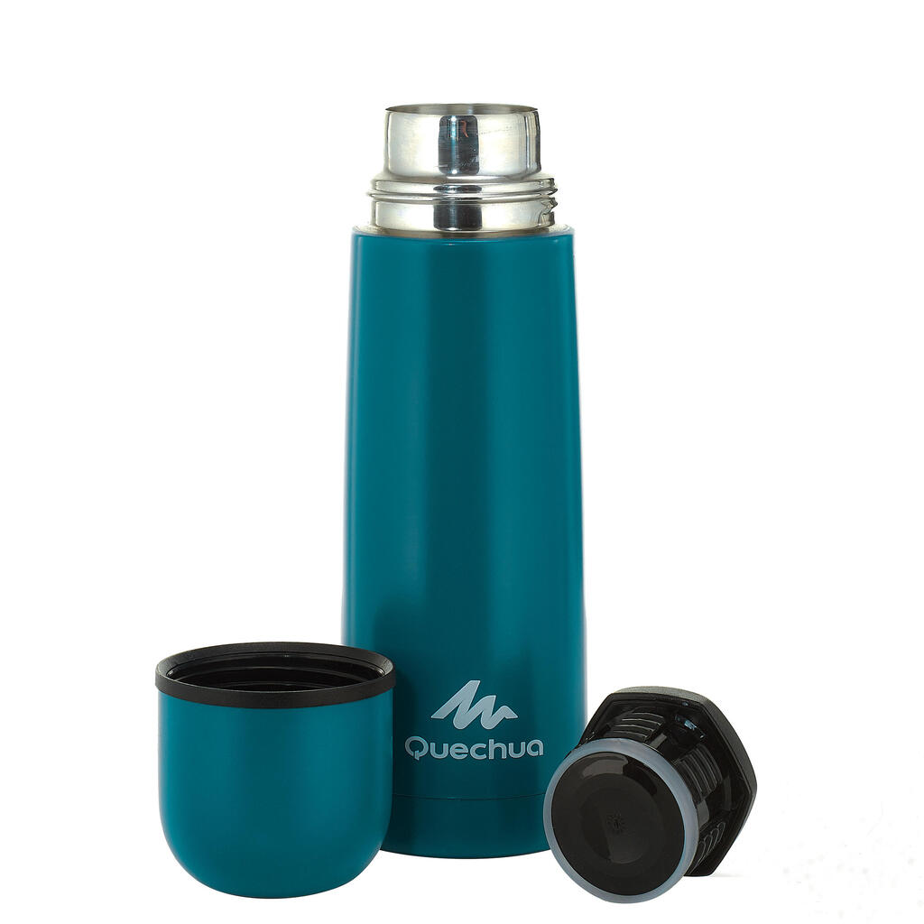 0.4 L stainless steel isothermal flask with cup for hiking - turquoise