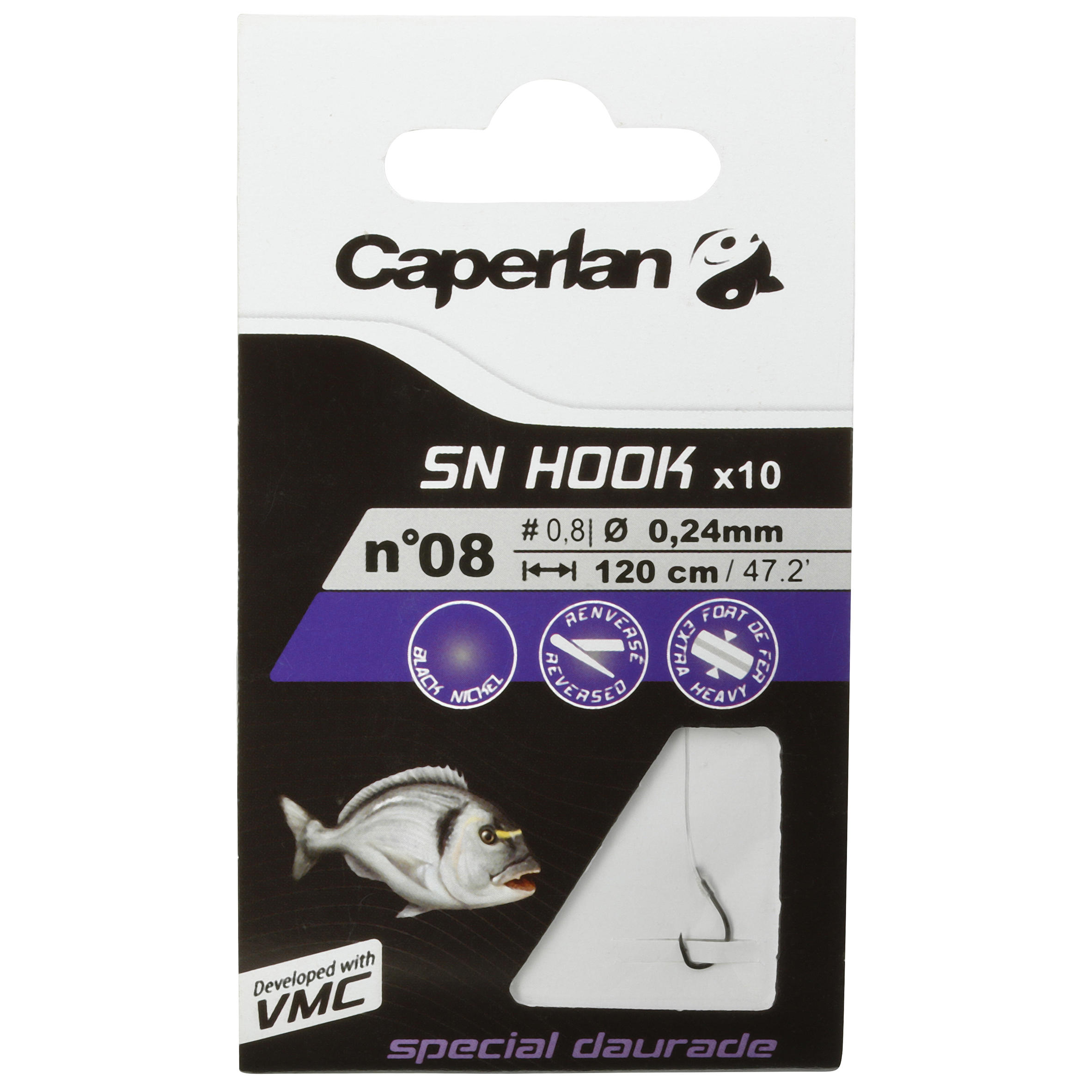 SEABREAM spade-end hooks to line for sea fishing 14/16