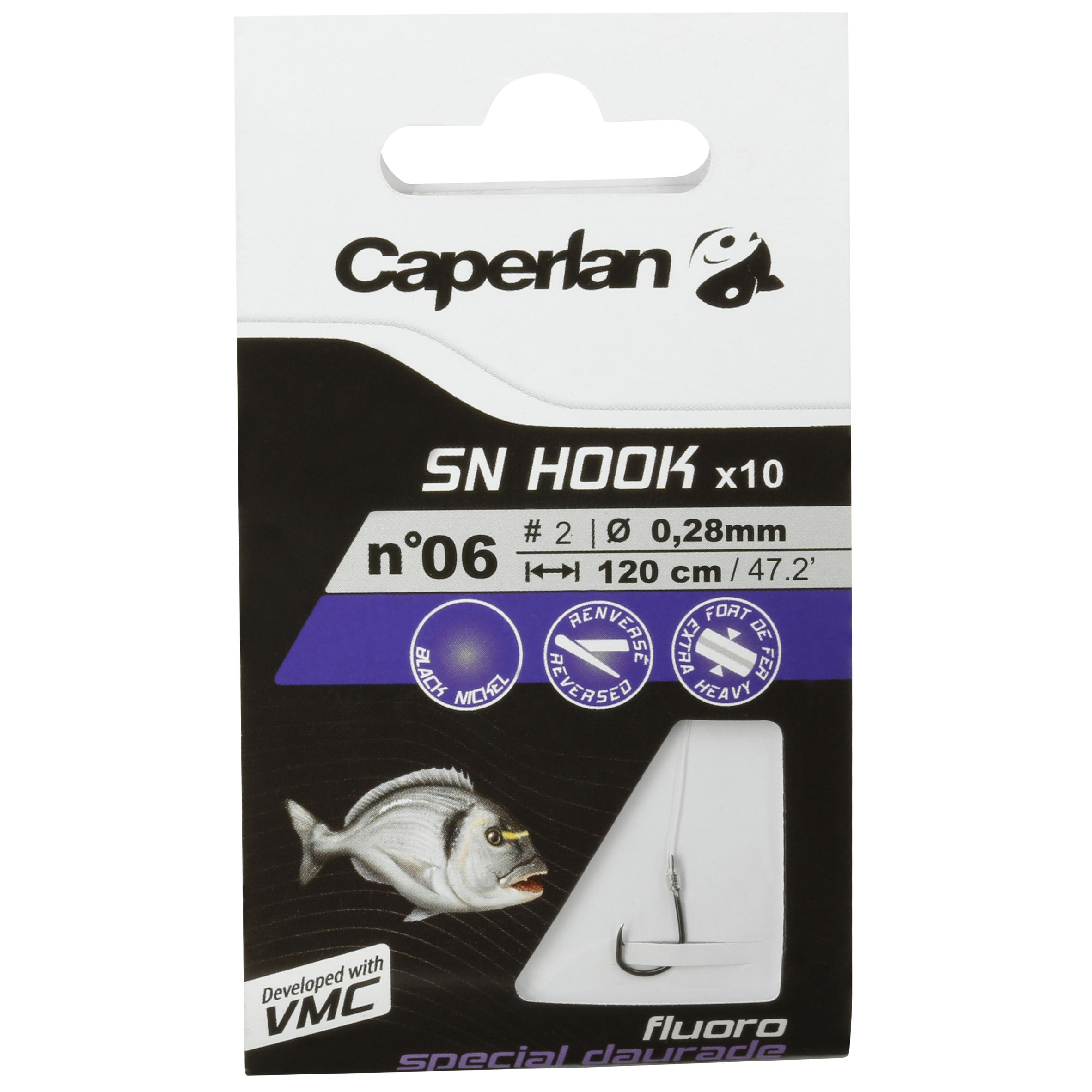 SN FLUORO SEABREAM spade-end hooks to line for sea fishing 13/17