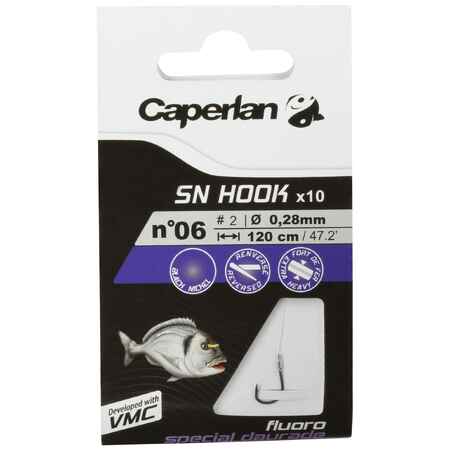 SN FLUORO SEABREAM spade-end hooks to line for sea fishing