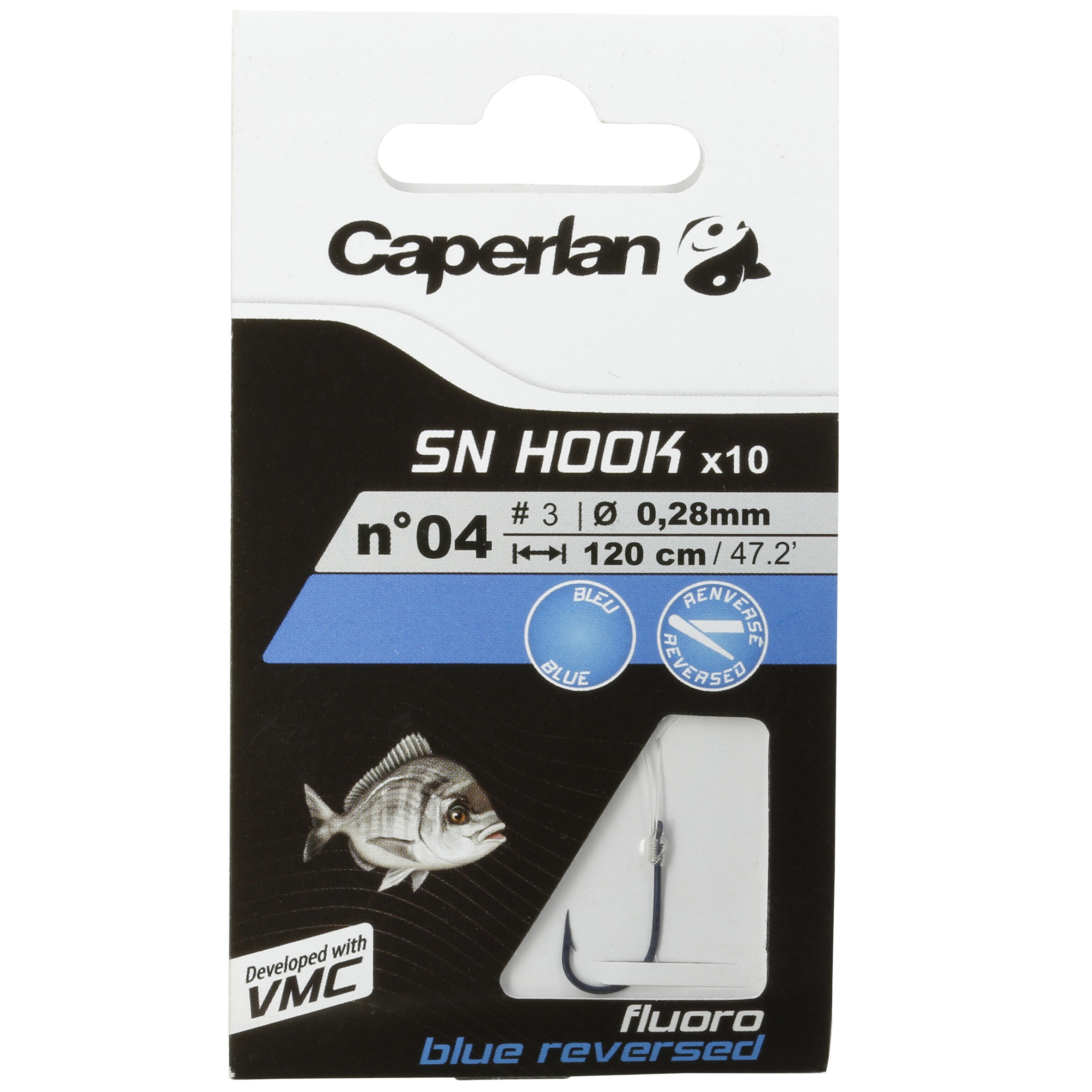 Voorgemonteerde haak met bledje voor zeevissen SN Hook fluorosea bluereversed 6/17