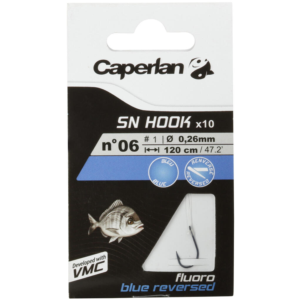 Vorfachhaken SN HOOK Fluorocarbon Sea Blue Reversed 