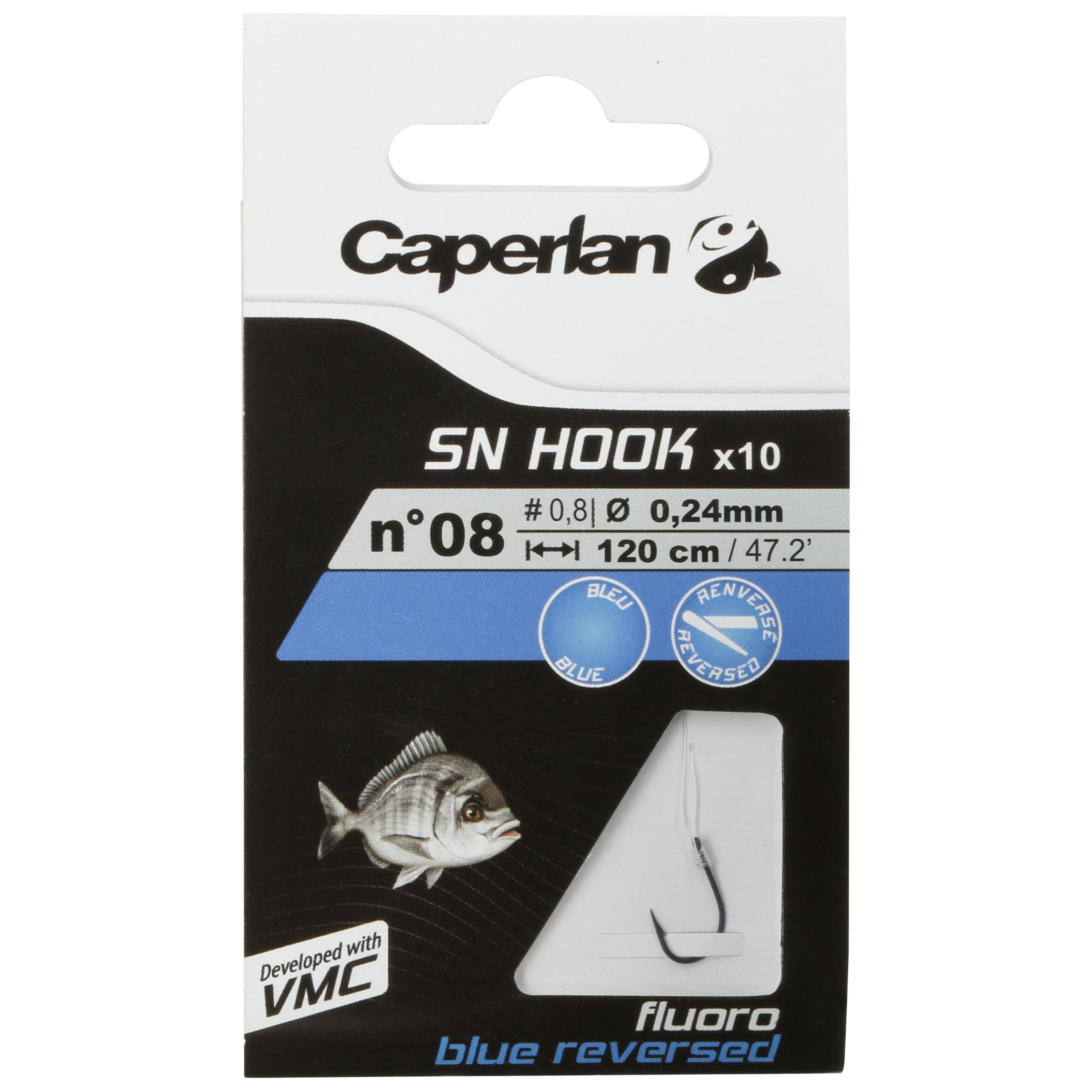 Voorgemonteerde haak met bledje voor zeevissen SN Hook fluorosea bluereversed 12/17