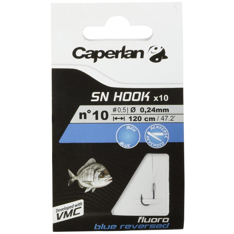 Cârlige montate pescuit SN HOOK fluorosea blue reversed x10