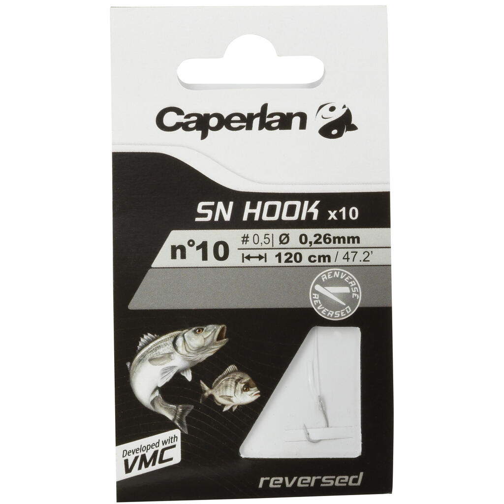 SN REVERSED spade-end hooks to line for sea fishing