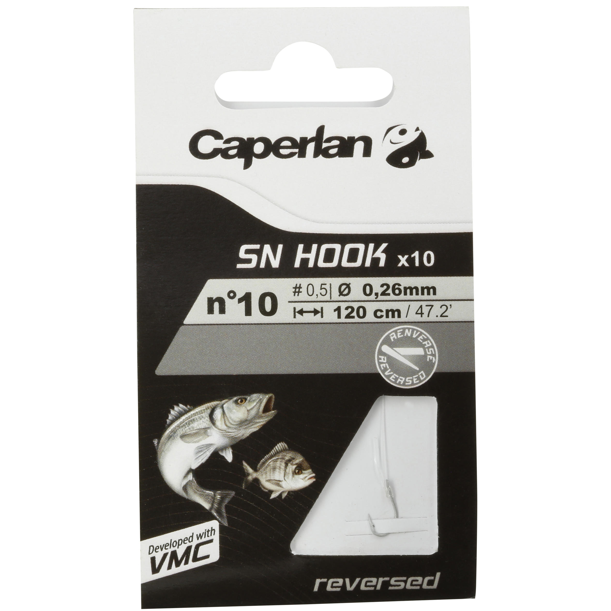 SN REVERSED spade-end hooks to line for sea fishing 21/30