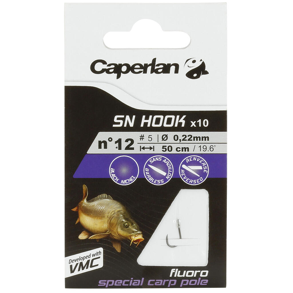 SN Hook Fluoro Carp Pole Rigged Fishing Hooks