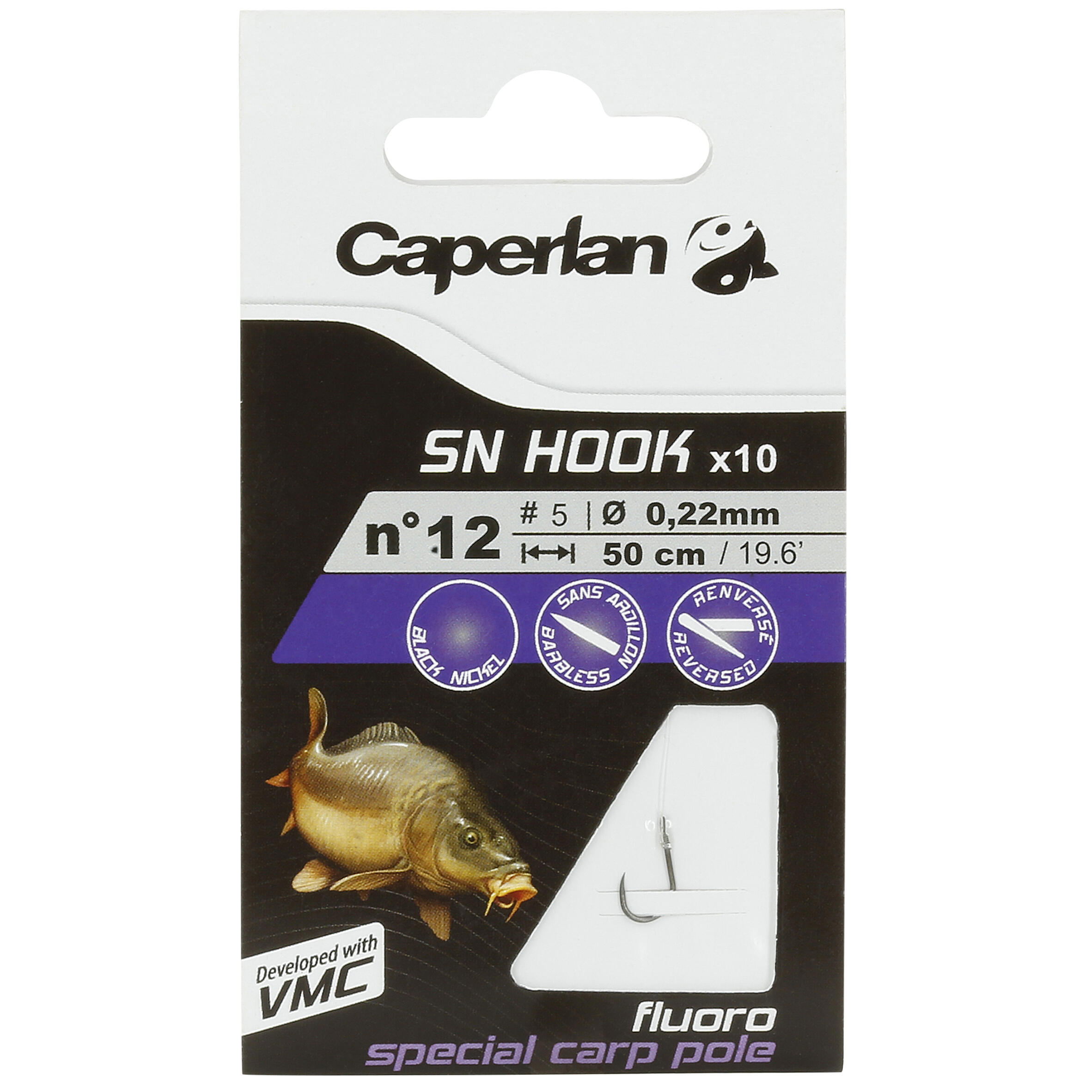CAPERLAN Montované rybárske háčiky SN Hook Carp Pole s fluórokarbónom 8 · záber 10