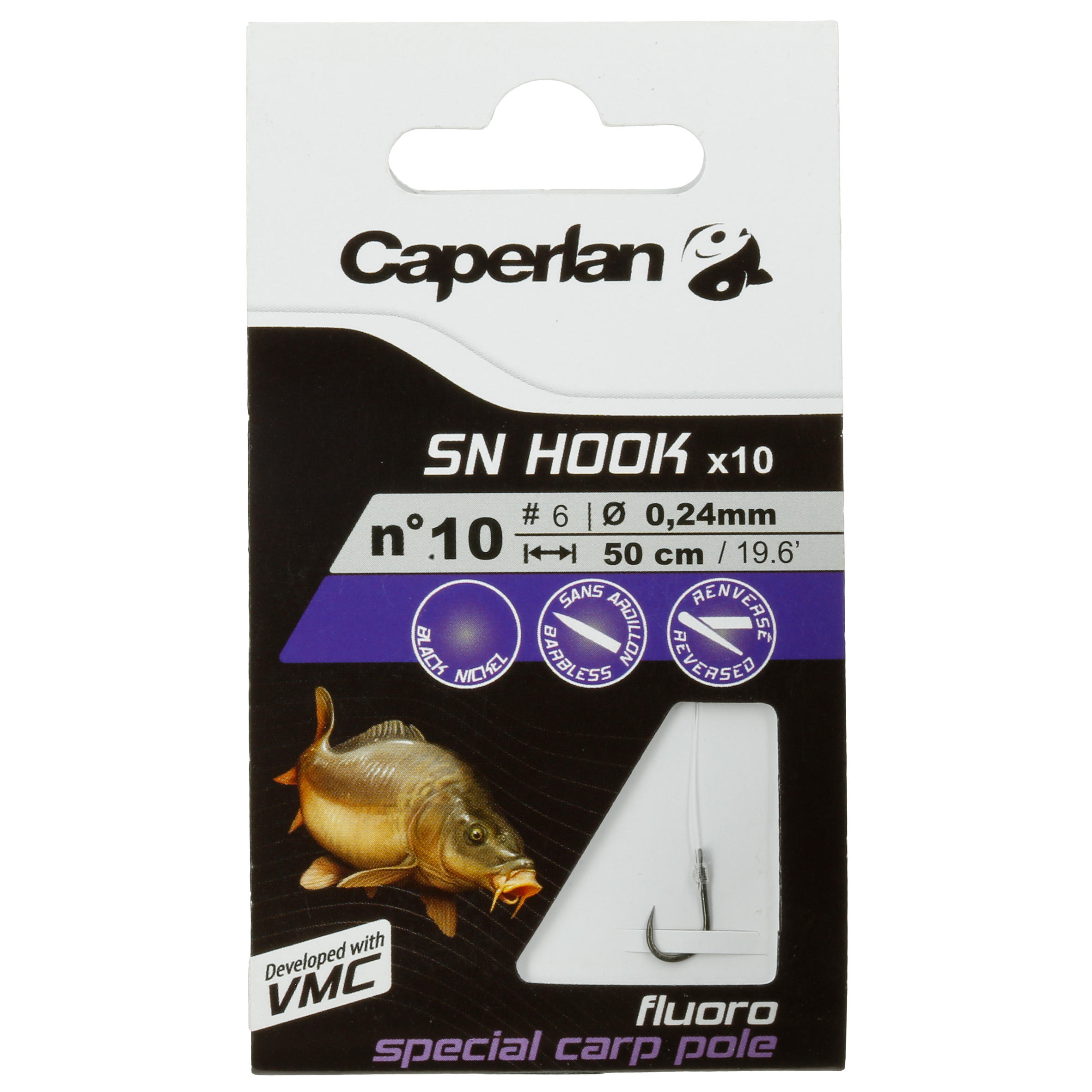 CAPERLAN Montované rybárske háčiky SN Hook Carp Pole s fluórokarbónom 8 · záber 7
