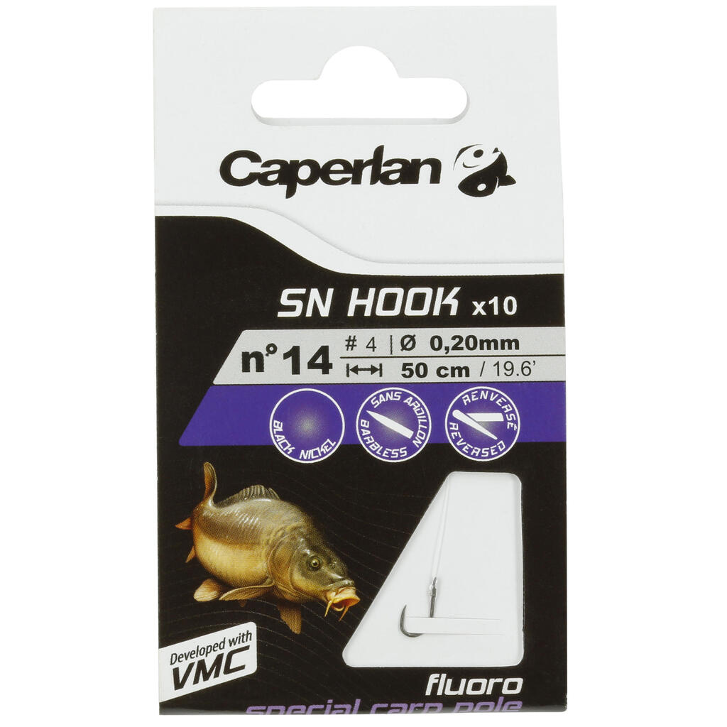 SN Hook Fluoro Carp Pole Rigged Fishing Hooks