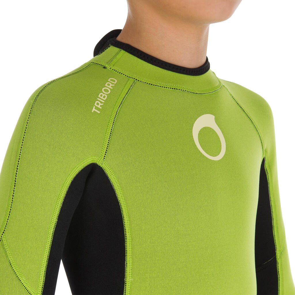 100 Children's 2/2 mm Neoprene Surfing Wetsuit - Green