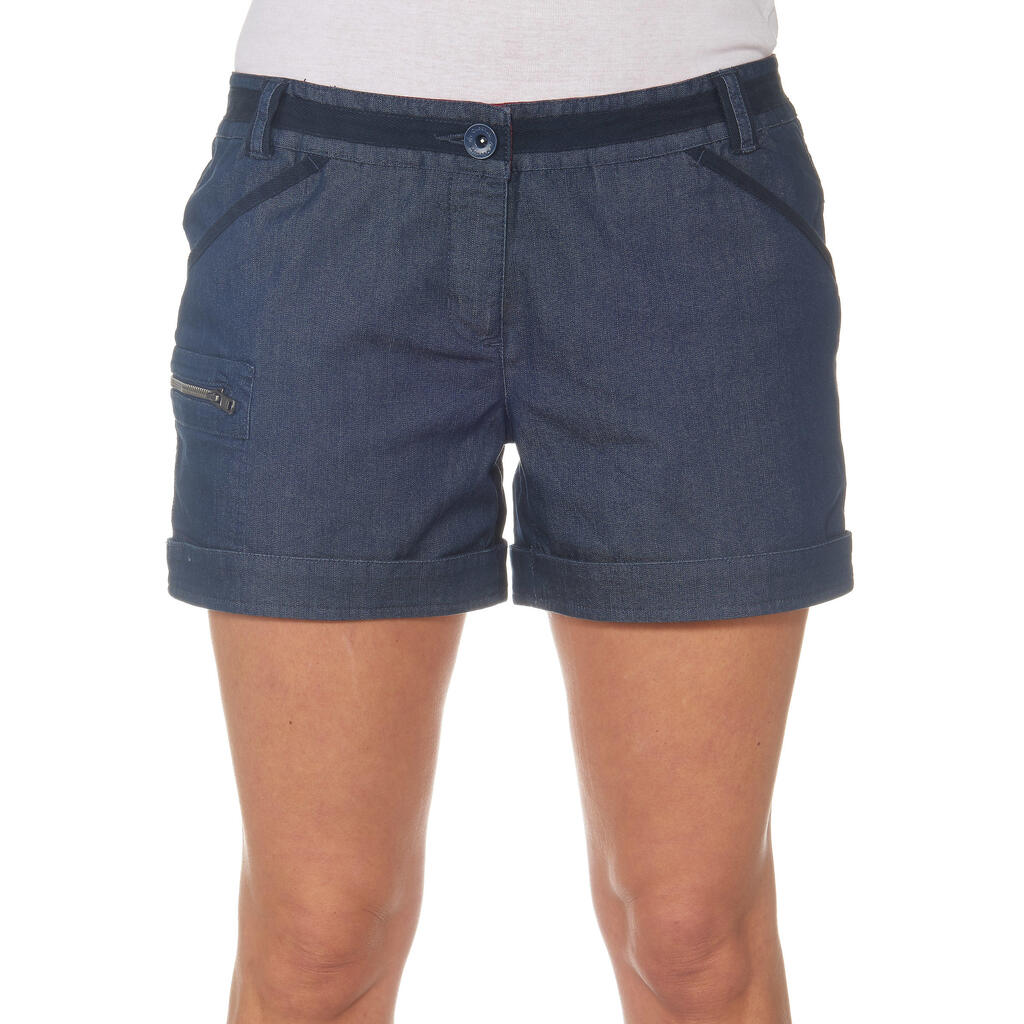 Short randonnée nature femme Arpenaz 100 denim