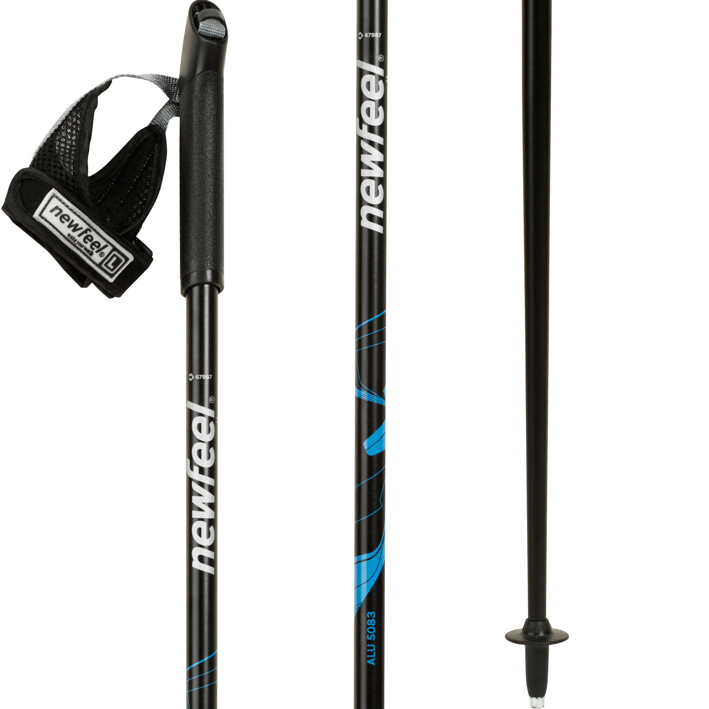 Nordic walking poles PW P100 black / blue -  3