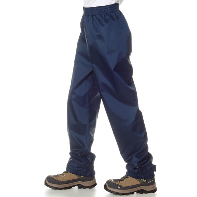 Kids’ Waterproof Hiking Over Trousers MH100 Aged 715 Navy Blue