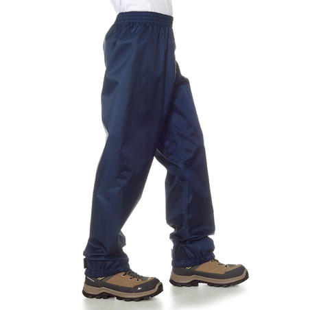 Дитячі верхні штани MH100 для туризму, водонепроникні - Темно-сині