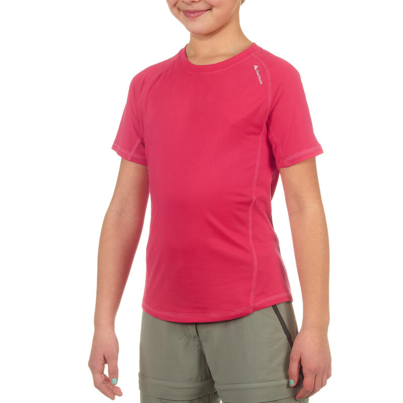 T-Shirt de randonnée fille Hike 100 rose