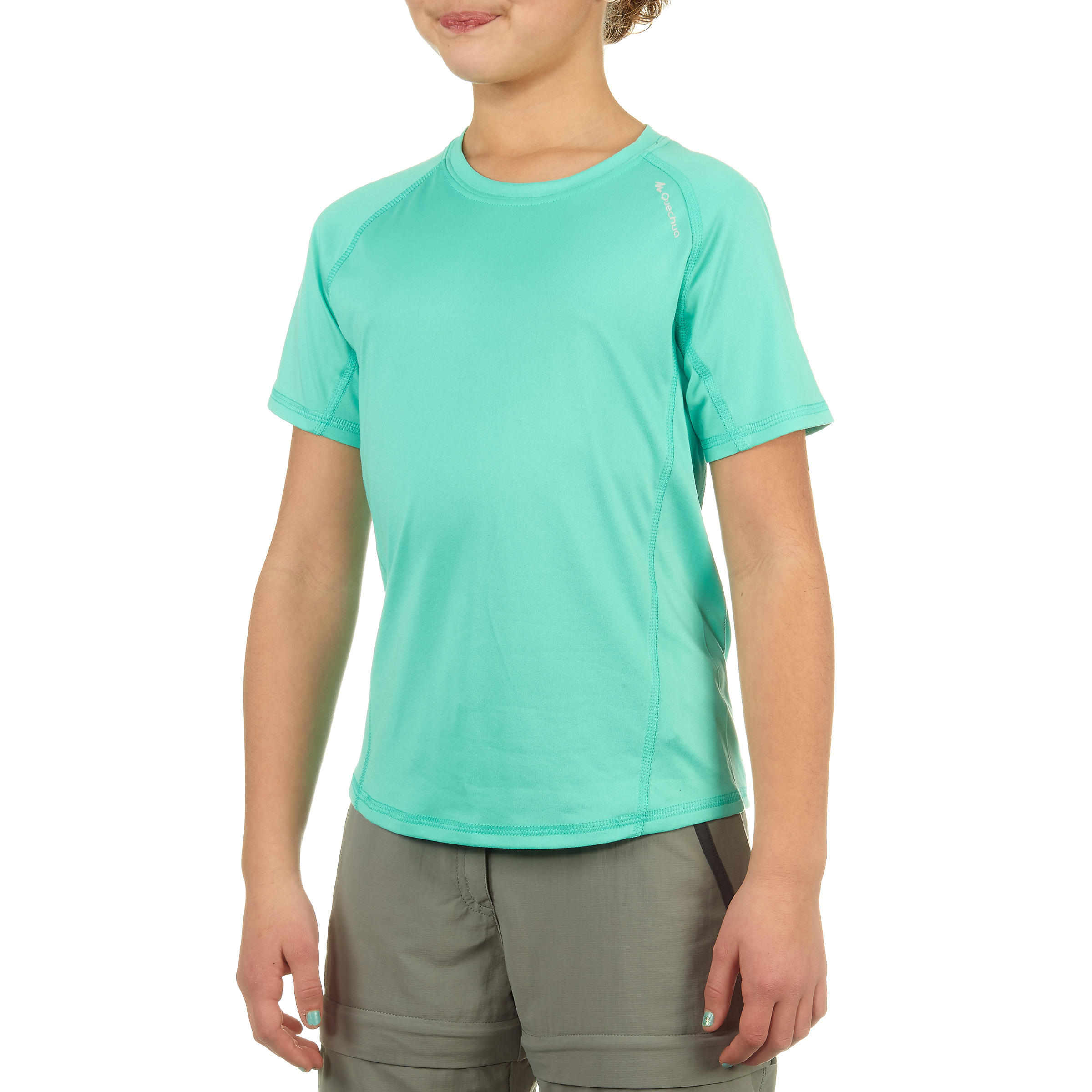 QUECHUA Hike 100 Girls Hiking T-Shirt – Light Green