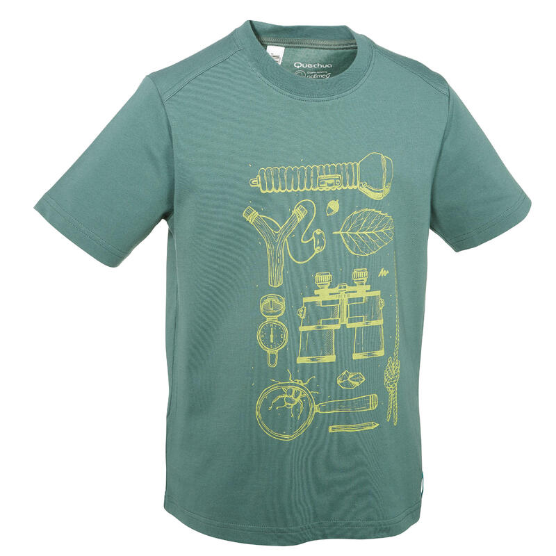 T-Shirt trekking bambino HIKE 500 verde/giallo